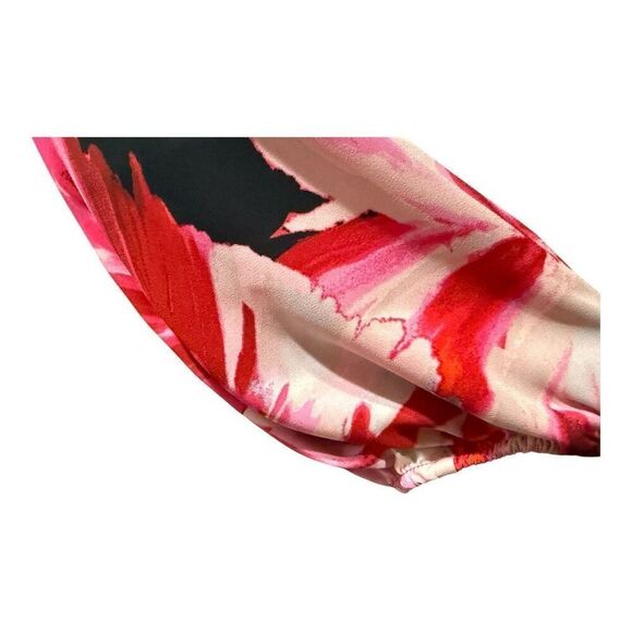 Halogen Floral Long Sleeve V-Neck Blouse Size 2X Artsy Career Office - Picture 7 of 12